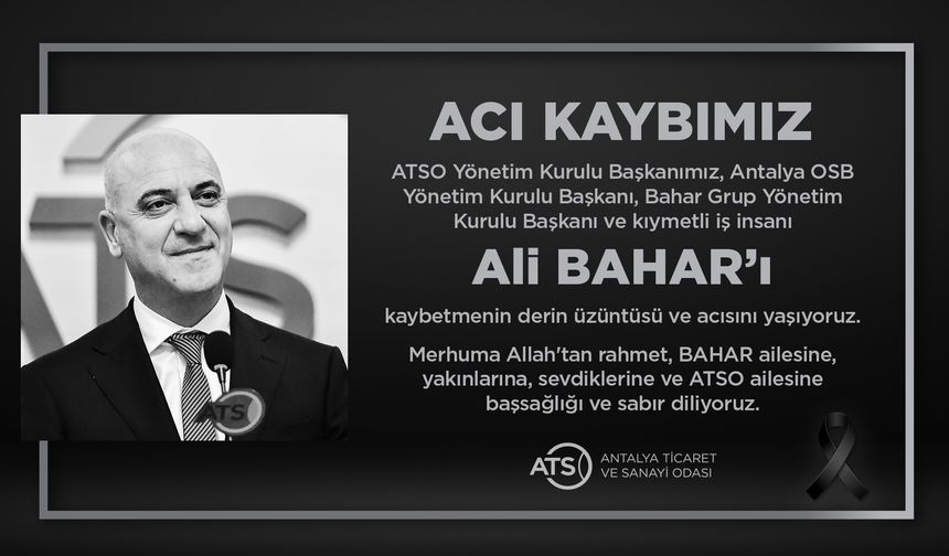 Ali Bahar vefat ve başsağlığı ilanı